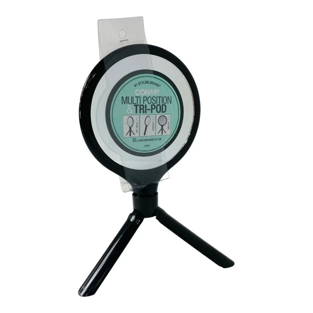Conair Adjustable Mirror Tripod 5X Magnification Black Lightweight